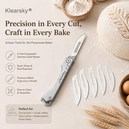 Premium Bread Lame, Stainless Steel Sourdough Scoring Tool with Foldable Safe Design, Bread Dough Scoring Knife with 5 Replacement Blades