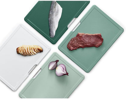 Folio 4-Piece Colour coded Cutting Board Set, Slimline case for organized Kitchen storage, Graphite