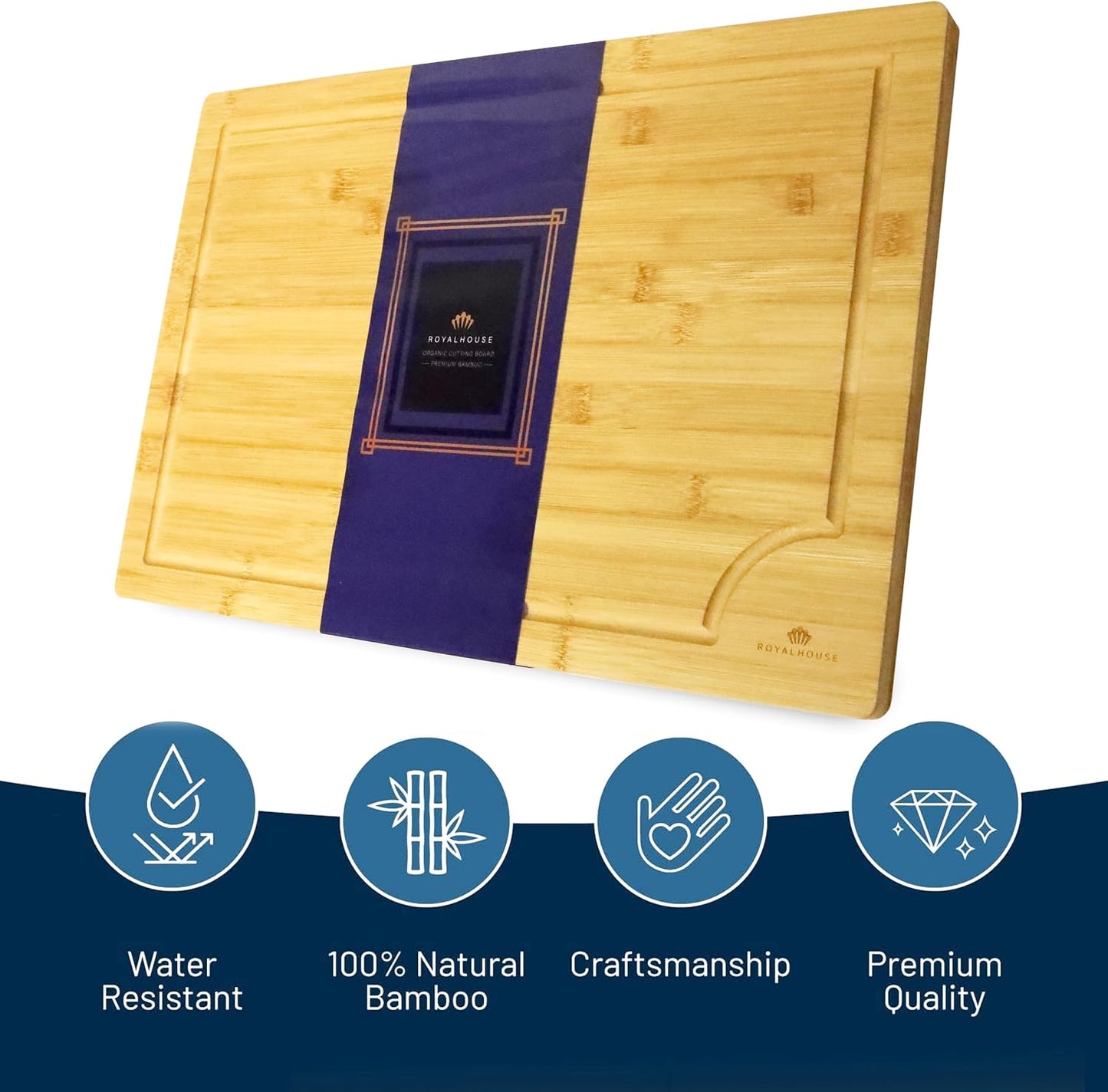 Large Cutting Board, 15x10x0.5 Bamboo Cutting Boards for Kitchen with Juice Groove and Kitchen Chopping Board for Meat Cheese board Heavy Duty Serving Tray