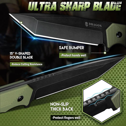 Fixed Blade Knife - Full Tang Handle Black