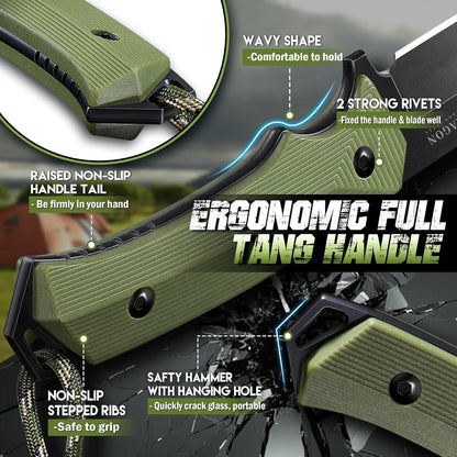 Fixed Blade Knife - Full Tang Handle Black