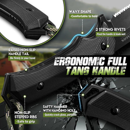 Fixed Blade Knife - Full Tang Handle Black