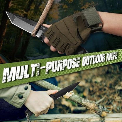 Fixed Blade Knife - Full Tang Handle Black