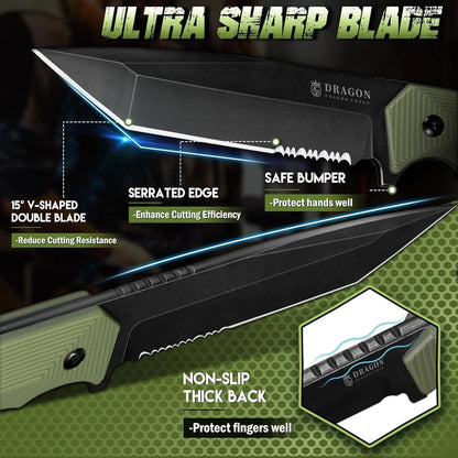 Fixed Blade Knife - Full Tang Handle Black