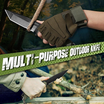 Fixed Blade Knife - Full Tang Handle Black