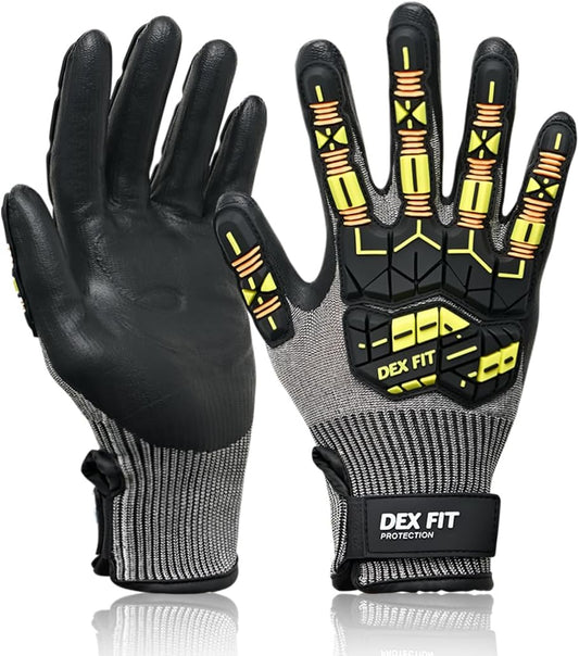 SSG513 Impact Stainless Steel Cut Resistant Gloves, ANSI A5, Durable Non-Slip Nitrile Grip, Touchscreen, Comfort Stretchy Fit, Thin & Breathable, Machine Washable; Gray L (9), 1 Pair