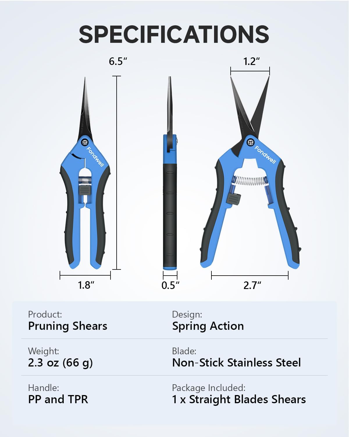 6.5" Precision Pruning Shears for Gardening Bud Trimming Scissors | 1-Pack Garden Snips, Ultra-Sharp Non-Stick Straight Blades, Fatigue-Free - Best for Delicate Cutting Flower Stems Herbs Buds