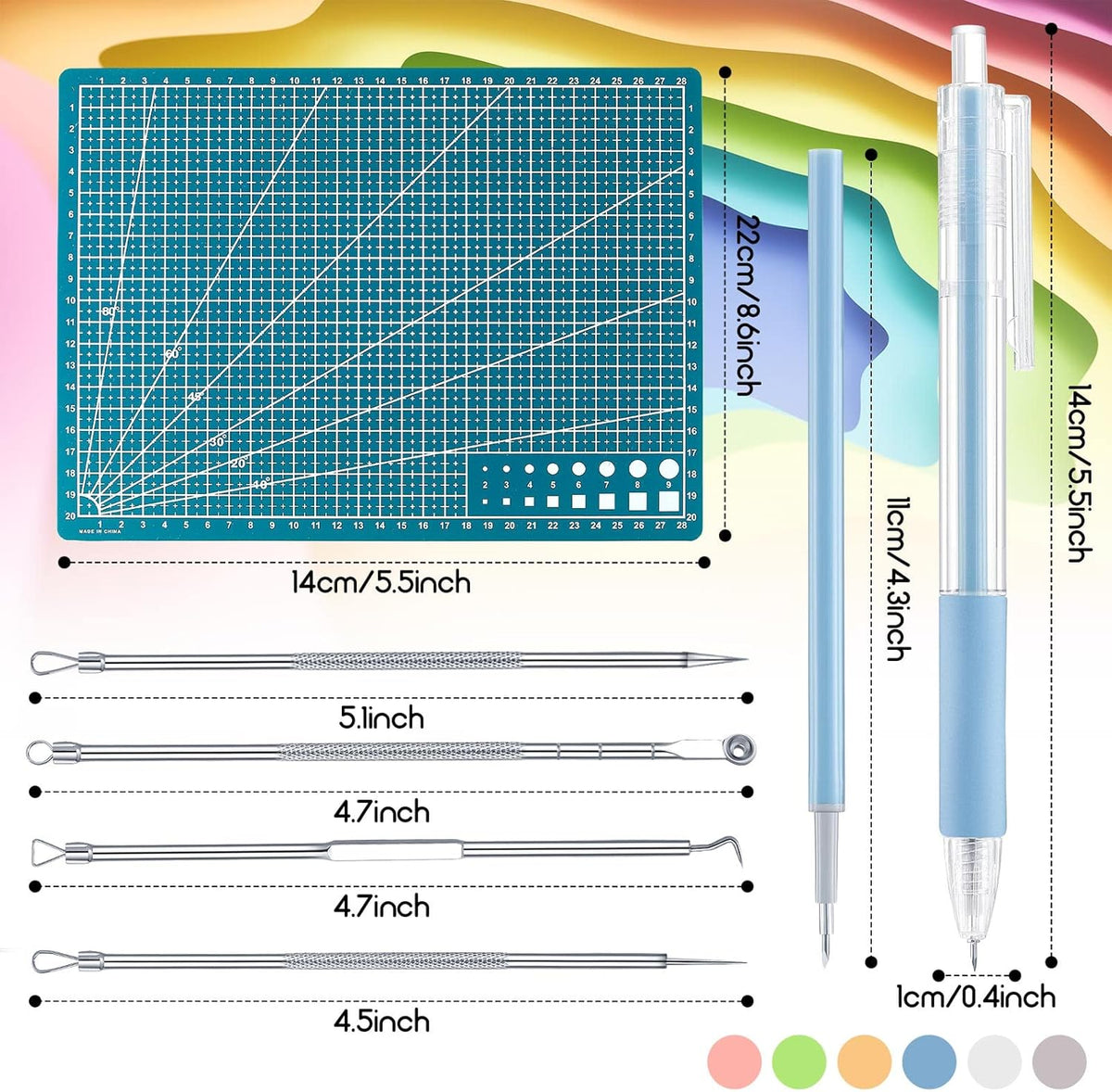 24 Pcs Craft Knife Pen Set, 6 Craft Knives with 12 Refills, Double Sided Cut Mat, 4 Weeding Art Tools, Art Cutting Tools Kit for DIY Scrapbooking Hobby Project Home Office(Green)