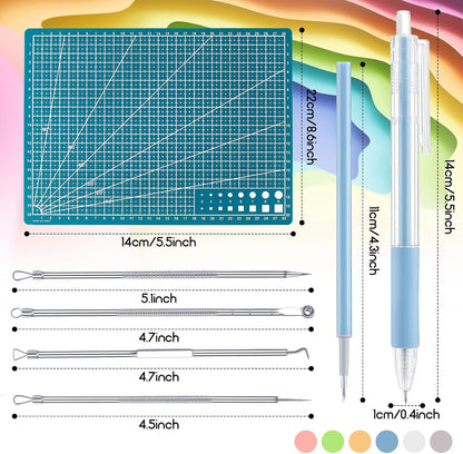 24 Pcs Craft Knife Pen Set, 6 Craft Knives with 12 Refills, Double Sided Cut Mat, 4 Weeding Art Tools, Art Cutting Tools Kit for DIY Scrapbooking Hobby Project Home Office(Green)