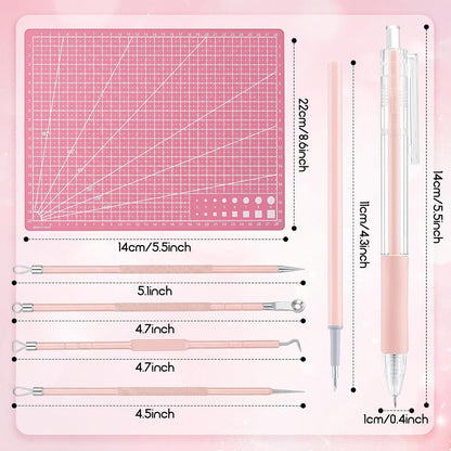 24 Pcs Craft Knife Pen Set, 6 Craft Knives with 12 Refills, Double Sided Cut Mat, 4 Weeding Art Tools, Art Cutting Tools Kit for DIY Scrapbooking Hobby Project Home Office(Green)