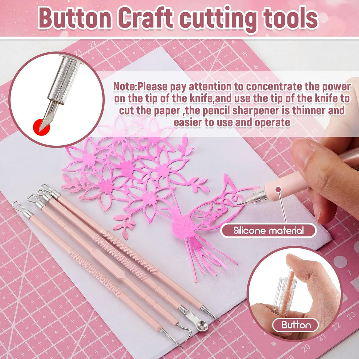 24 Pcs Craft Knife Pen Set, 6 Craft Knives with 12 Refills, Double Sided Cut Mat, 4 Weeding Art Tools, Art Cutting Tools Kit for DIY Scrapbooking Hobby Project Home Office(Green)