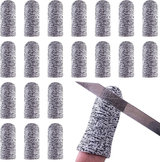 20 Pcs Finger Cots Cut Resistant Protector Reusable Fingertip Gloves Cover Large Finger Nail Sleeves Fabric Thumb Protection Guards Kitchen Hand Sewing Food Cutting Sculpture Carving Work Supplies