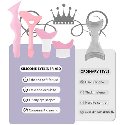 4Pcs Eyeliner Stencils Reusable Silicone Eyeliner Aid Mascara Shield Guard Eyeliner Eyelash Lipstick Eyeshadow Applicators Aid Tool Multifunctional Eye Makeup Tool for Women, Beginners（Purple）