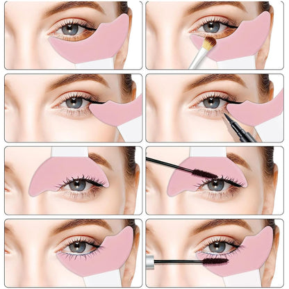 4Pcs Eyeliner Stencils Reusable Silicone Eyeliner Aid Mascara Shield Guard Eyeliner Eyelash Lipstick Eyeshadow Applicators Aid Tool Multifunctional Eye Makeup Tool for Women, Beginners（Purple）