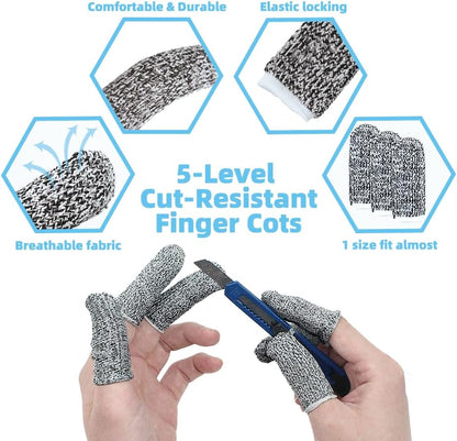 New Reusable Finger Sleeve Protectors Anti-Slip Cut Resistant Finger Cots, 12 Pack 5 Level Thumb Fingertips Protection Cots Protectors Guards Glove Life Extender Finger Covers for Kitchen Work Cuts