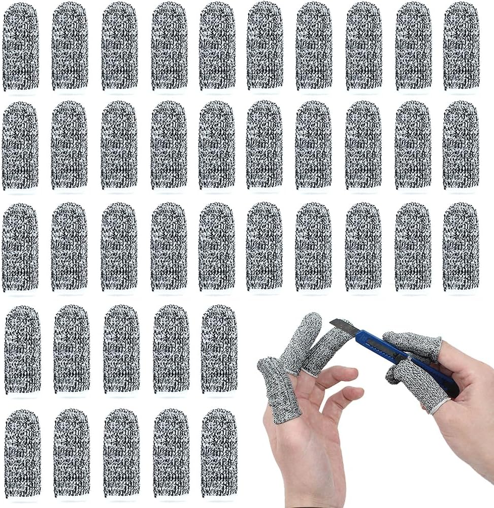 New Reusable Finger Sleeve Protectors Anti-Slip Cut Resistant Finger Cots, 12 Pack 5 Level Thumb Fingertips Protection Cots Protectors Guards Glove Life Extender Finger Covers for Kitchen Work Cuts