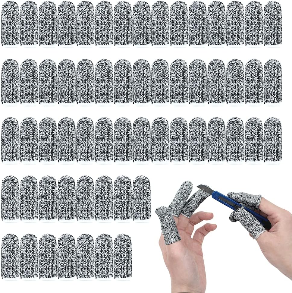 New Reusable Finger Sleeve Protectors Anti-Slip Cut Resistant Finger Cots, 12 Pack 5 Level Thumb Fingertips Protection Cots Protectors Guards Glove Life Extender Finger Covers for Kitchen Work Cuts