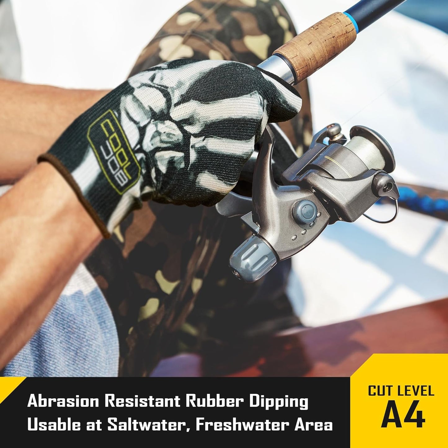 2 Pairs A4 Cut Resistant Gloves, Grip Nitrile Rubber Coated Safety Work Gloves with Full Touchscreen Fingers
