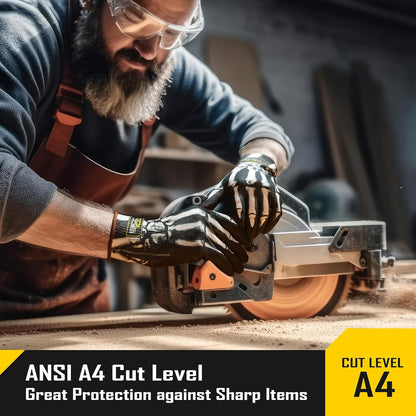 2 Pairs A4 Cut Resistant Gloves, Grip Nitrile Rubber Coated Safety Work Gloves with Full Touchscreen Fingers