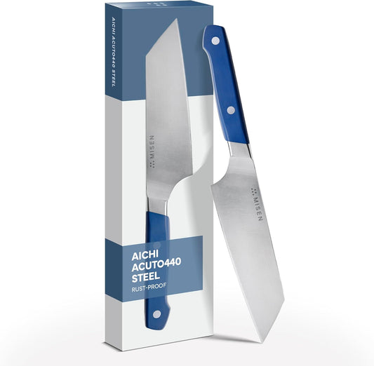 6-Inch Bunka Knife – AICHI ACUTO440 High-Carbon Stainless Steel, Rust-Proof Kitchen Utility with Triangular Tip, Ergonomic Handle - Versatile for Veggies, Meat and More - Blue
