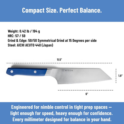 6-Inch Bunka Knife – AICHI ACUTO440 High-Carbon Stainless Steel, Rust-Proof Kitchen Utility with Triangular Tip, Ergonomic Handle - Versatile for Veggies, Meat and More - Blue