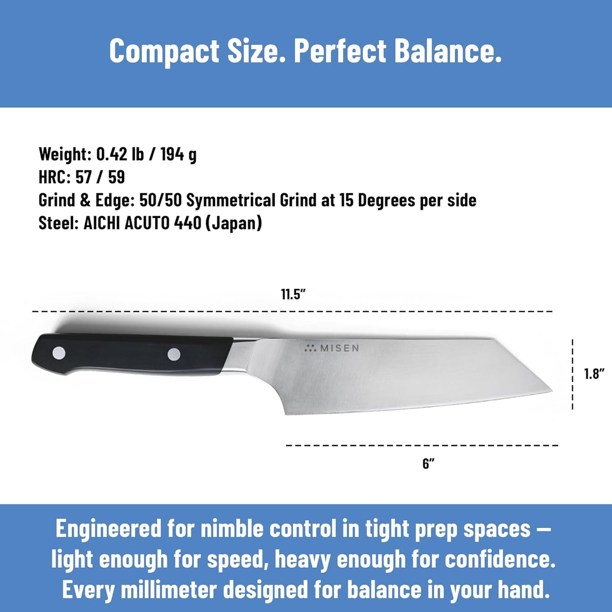 6-Inch Bunka Knife – AICHI ACUTO440 High-Carbon Stainless Steel, Rust-Proof Kitchen Utility with Triangular Tip, Ergonomic Handle - Versatile for Veggies, Meat and More - Blue