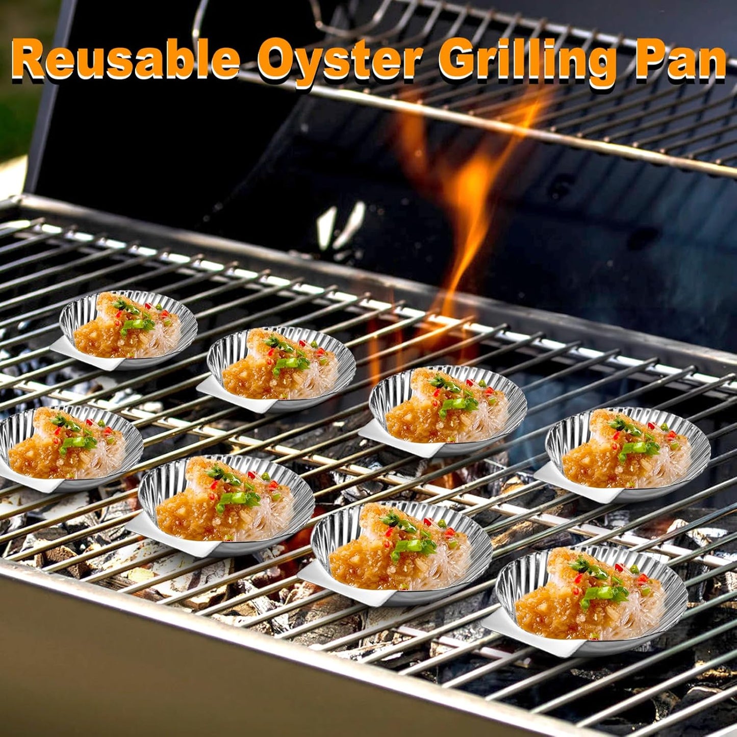 Set of 20 Stainless Steel Grillable Oyster Shells, Reusable Oyster Grilling Pan, Oysters Baking Dish for Make Oysters, Baked Clams, Scallop, Seafood of All Kind, Silver