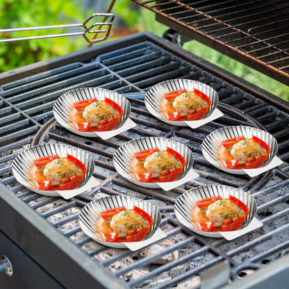 Set of 20 Stainless Steel Grillable Oyster Shells, Reusable Oyster Grilling Pan, Oysters Baking Dish for Make Oysters, Baked Clams, Scallop, Seafood of All Kind, Silver