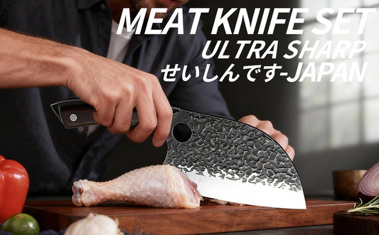 Butcher Knife, Hand Forged Serbian Chef Knife & Meat Cleaver & Viking Knife, Food Cutting Kitchen Knife for Home, Outdoor Cooking, Camping BBQ Gift for Men
