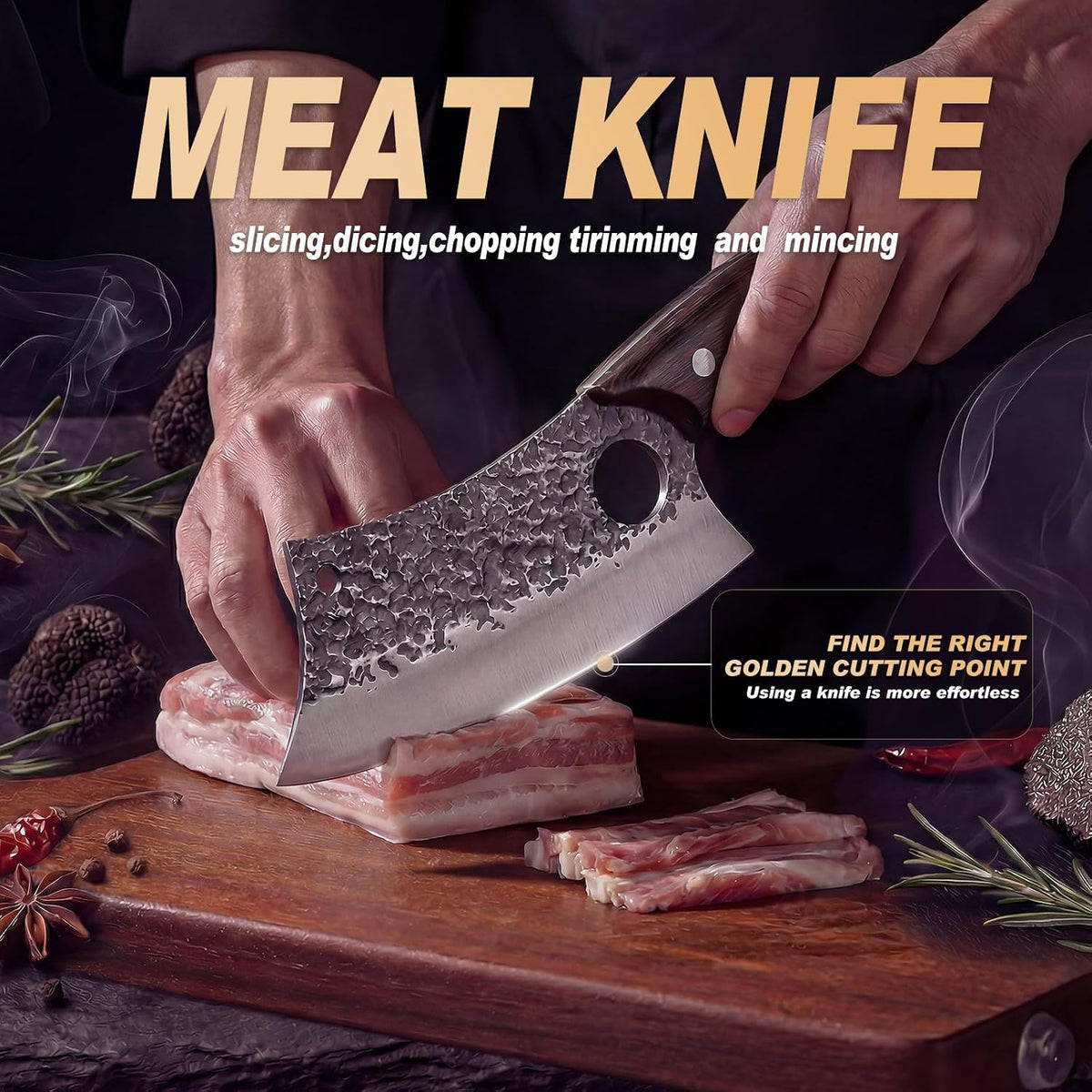 Butcher Knife, Hand Forged Serbian Chef Knife & Meat Cleaver & Viking Knife, Food Cutting Kitchen Knife for Home, Outdoor Cooking, Camping BBQ Gift for Men