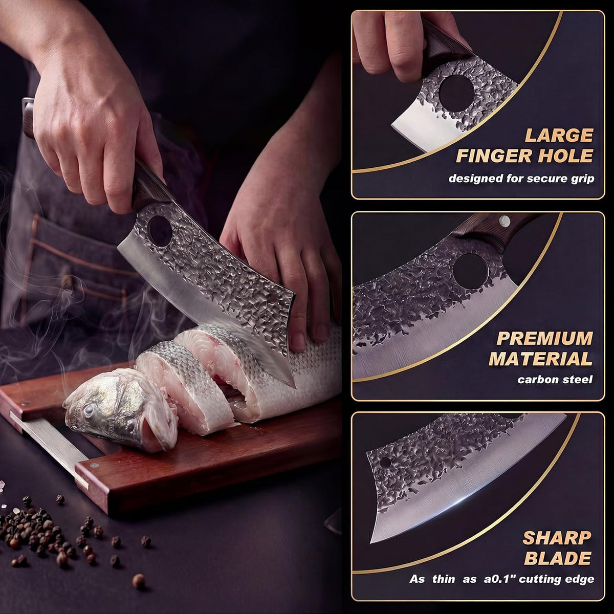 Butcher Knife, Hand Forged Serbian Chef Knife & Meat Cleaver & Viking Knife, Food Cutting Kitchen Knife for Home, Outdoor Cooking, Camping BBQ Gift for Men