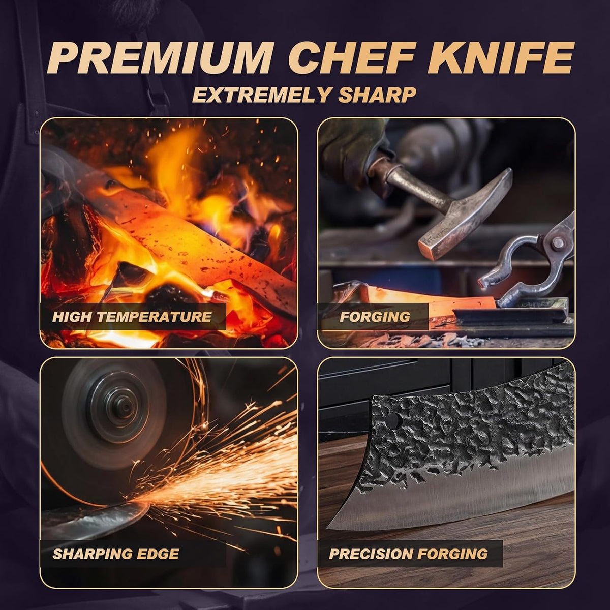 Butcher Knife, Hand Forged Serbian Chef Knife & Meat Cleaver & Viking Knife, Food Cutting Kitchen Knife for Home, Outdoor Cooking, Camping BBQ Gift for Men