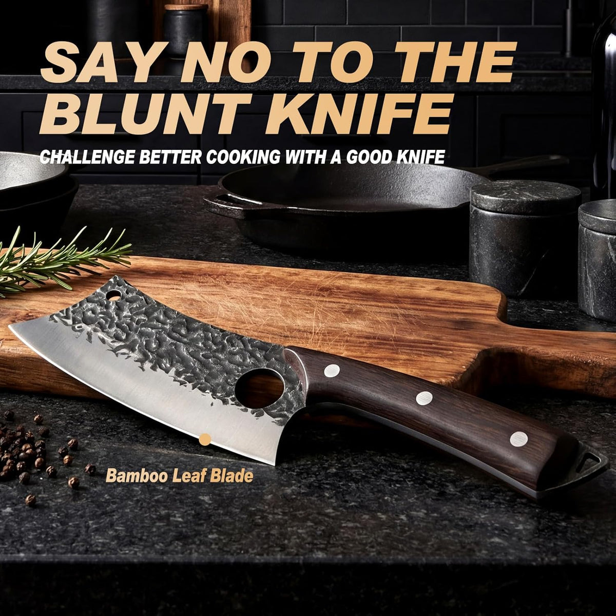 Butcher Knife, Hand Forged Serbian Chef Knife & Meat Cleaver & Viking Knife, Food Cutting Kitchen Knife for Home, Outdoor Cooking, Camping BBQ Gift for Men