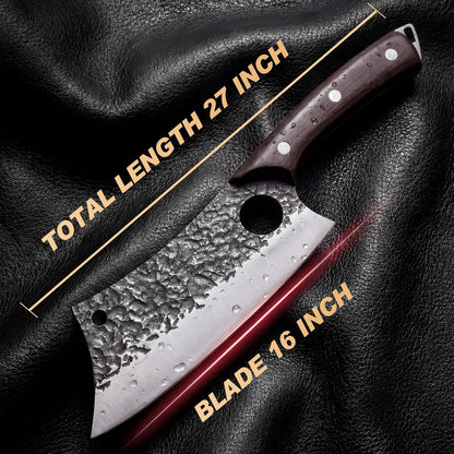 Butcher Knife, Hand Forged Serbian Chef Knife & Meat Cleaver & Viking Knife, Food Cutting Kitchen Knife for Home, Outdoor Cooking, Camping BBQ Gift for Men