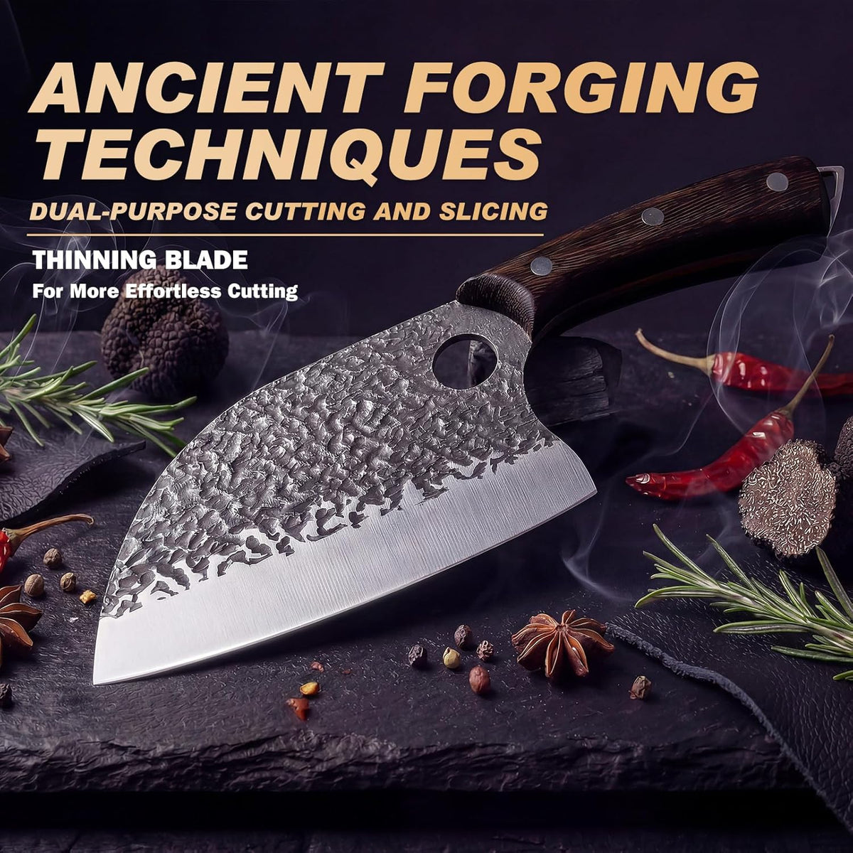 Butcher Knife, Hand Forged Serbian Chef Knife & Meat Cleaver & Viking Knife, Food Cutting Kitchen Knife for Home, Outdoor Cooking, Camping BBQ Gift for Men