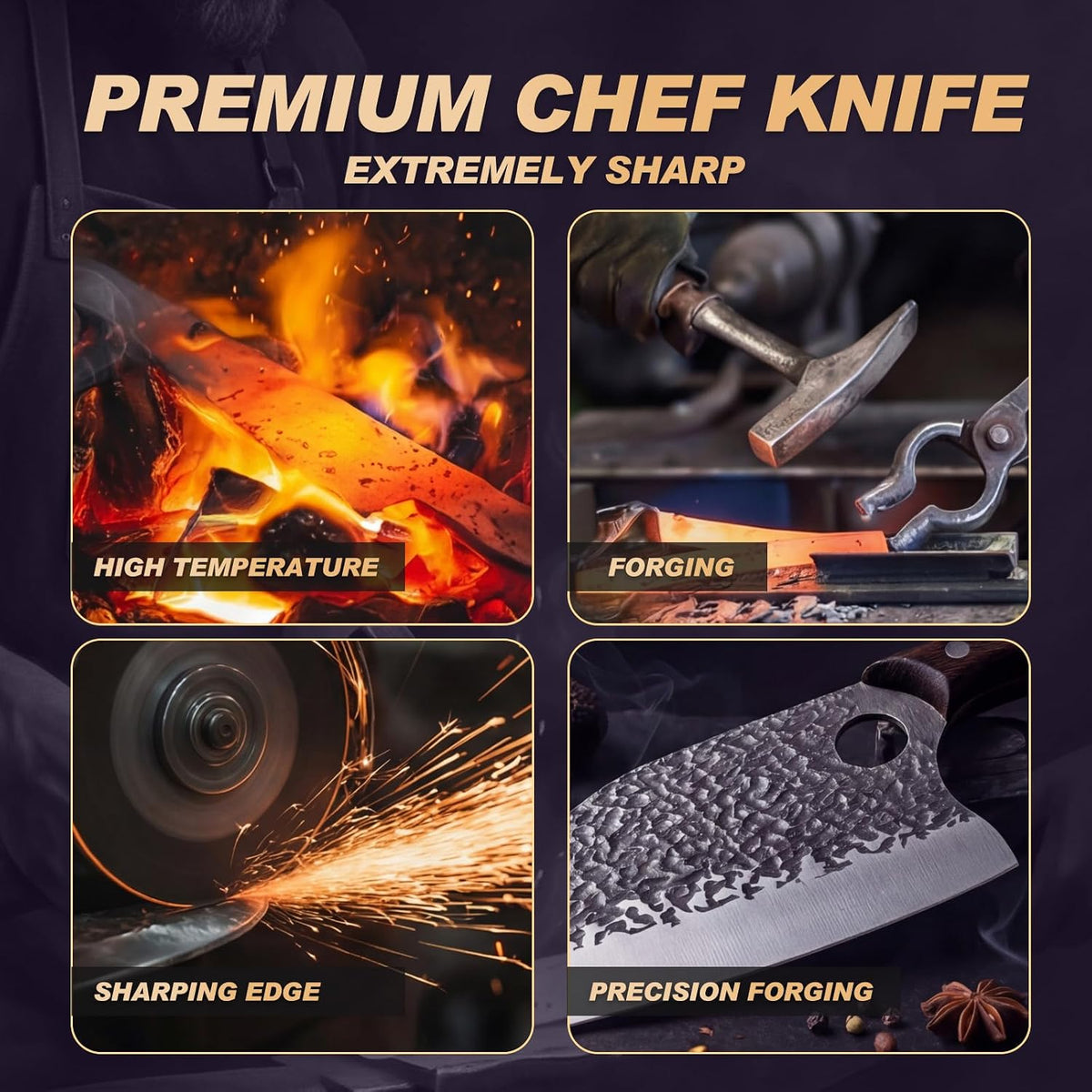 Butcher Knife, Hand Forged Serbian Chef Knife & Meat Cleaver & Viking Knife, Food Cutting Kitchen Knife for Home, Outdoor Cooking, Camping BBQ Gift for Men