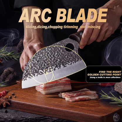 Butcher Knife, Hand Forged Serbian Chef Knife & Meat Cleaver & Viking Knife, Food Cutting Kitchen Knife for Home, Outdoor Cooking, Camping BBQ Gift for Men
