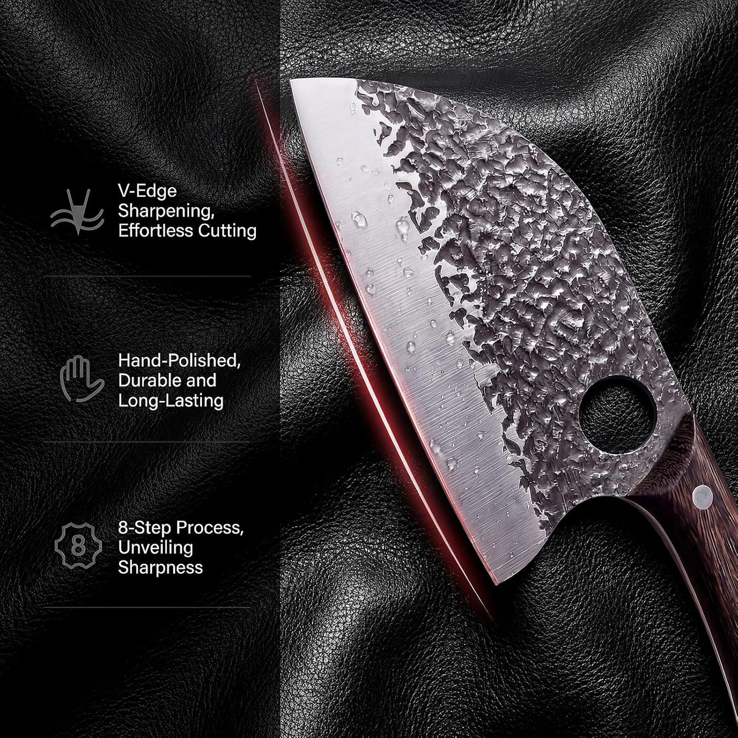 Butcher Knife, Hand Forged Serbian Chef Knife & Meat Cleaver & Viking Knife, Food Cutting Kitchen Knife for Home, Outdoor Cooking, Camping BBQ Gift for Men