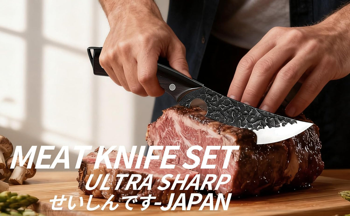 Butcher Knife, Hand Forged Serbian Chef Knife & Meat Cleaver & Viking Knife, Food Cutting Kitchen Knife for Home, Outdoor Cooking, Camping BBQ Gift for Men