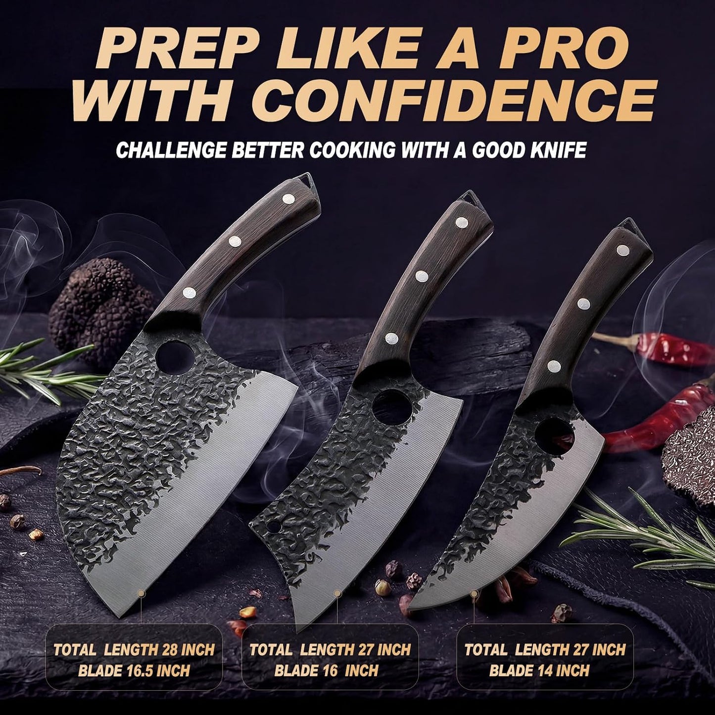 Butcher Knife, Hand Forged Serbian Chef Knife & Meat Cleaver & Viking Knife, Food Cutting Kitchen Knife for Home, Outdoor Cooking, Camping BBQ Gift for Men