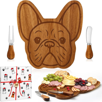 Dog Paw Charcuterie Board Gift Set with Knives, Paw Print Cutting Cheese Board Dog Lovers Gifts for Women Acacia Wooden Puppy Platter for Christmas Housewarming Pet Lover Kitchen
