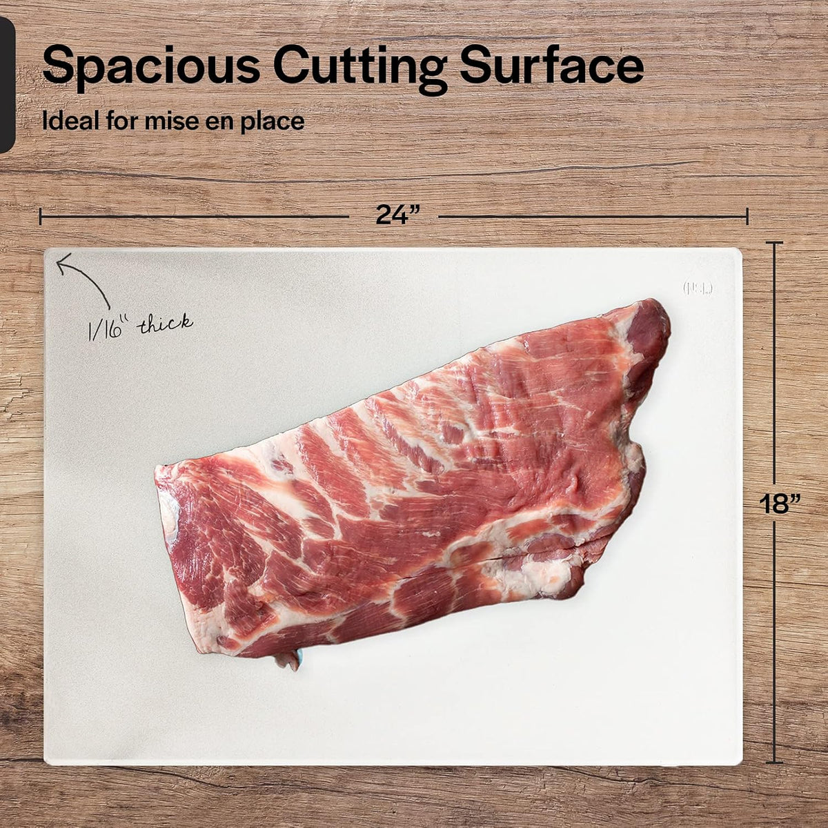 Professional Cutting Board Mats 24 x 18 Inch - 4 Pack, Extra Large White Color, Flexible Plastic made from Heavy Duty HDPE (1/16" Thick)