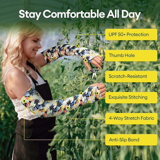 Gardening Sleeves Anti-Slip UV Protection Arm Sleeves Cooling Thorn Proof for Gardening Farming Outdoors