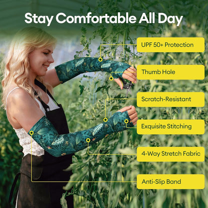 Gardening Sleeves Anti-Slip UV Protection Arm Sleeves Cooling Thorn Proof for Gardening Farming Outdoors