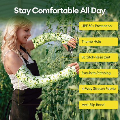 Gardening Sleeves Anti-Slip UV Protection Arm Sleeves Cooling Thorn Proof for Gardening Farming Outdoors
