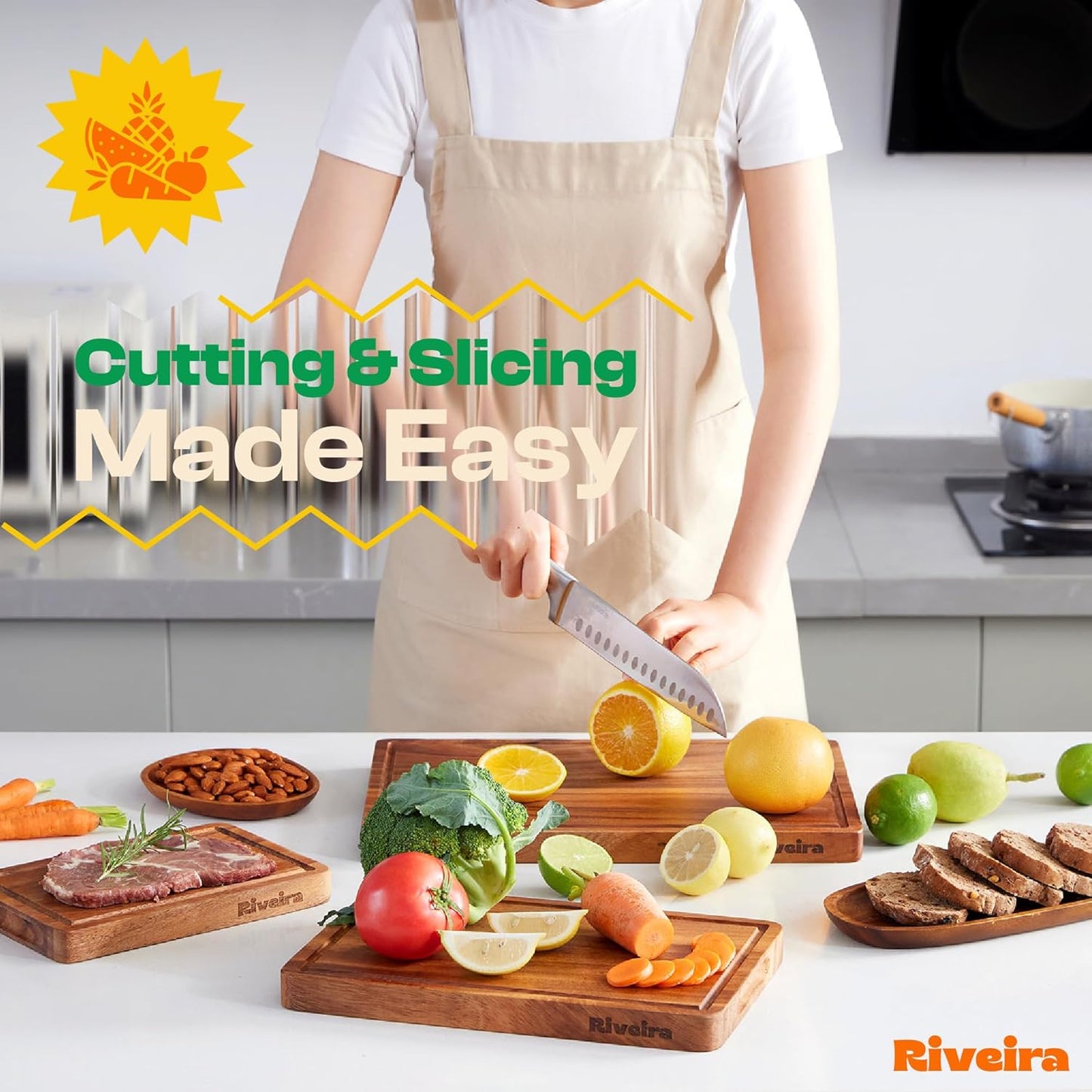 Walnut Cutting Board Set – Versatile And Durable: Set Of 3 Pcs Rectangular Wooden Cutting Board – Natural Wooden Cutting Boards For Kitchen – Complete Walnut Wooden Chopping Board