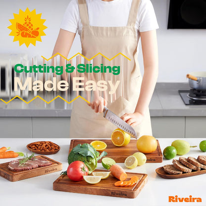 Walnut Cutting Board Set – Versatile And Durable: Set Of 3 Pcs Rectangular Wooden Cutting Board – Natural Wooden Cutting Boards For Kitchen – Complete Walnut Wooden Chopping Board