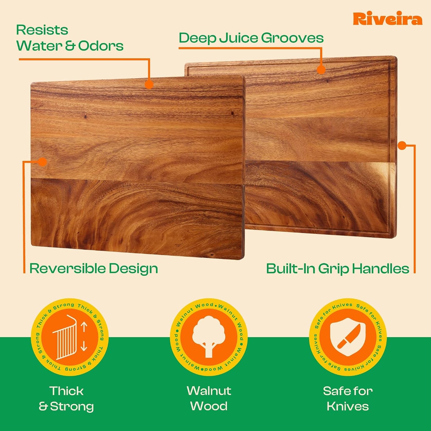 Walnut Cutting Board Set – Versatile And Durable: Set Of 3 Pcs Rectangular Wooden Cutting Board – Natural Wooden Cutting Boards For Kitchen – Complete Walnut Wooden Chopping Board