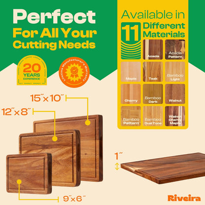 Walnut Cutting Board Set – Versatile And Durable: Set Of 3 Pcs Rectangular Wooden Cutting Board – Natural Wooden Cutting Boards For Kitchen – Complete Walnut Wooden Chopping Board