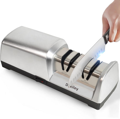 Electric Knife Sharpener for Kitchen – Professional 3-Stage 100% Diamond System with 20° Precision Angle, Fast Sharpening to Restore & Polish Chef Knives(Black)